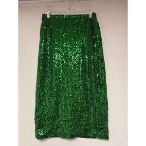 Aaron Amber Green Sequin Maxi Skirt Sparkle Glam Evening Wear Size L